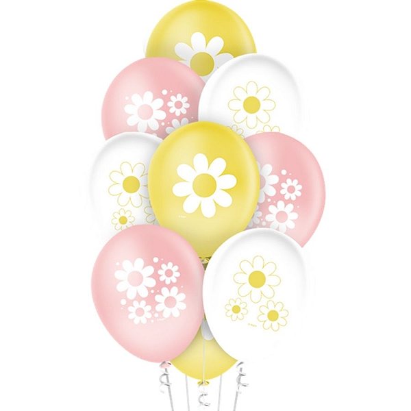 Balão de Festa Decorado 9" 25cm - Margarida - 25 unidades - Regina - Rizzo