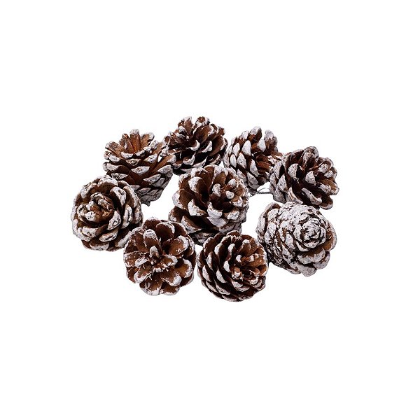 Pinhas com Neve para Decoração de Natal - 150g - 9 unidades - Rizzo