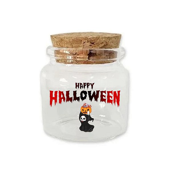 Kit Potinho de Vidro de Halloween com Tampa de Rolha 50ml - 4,5cm - 24 unidades - Rizzo