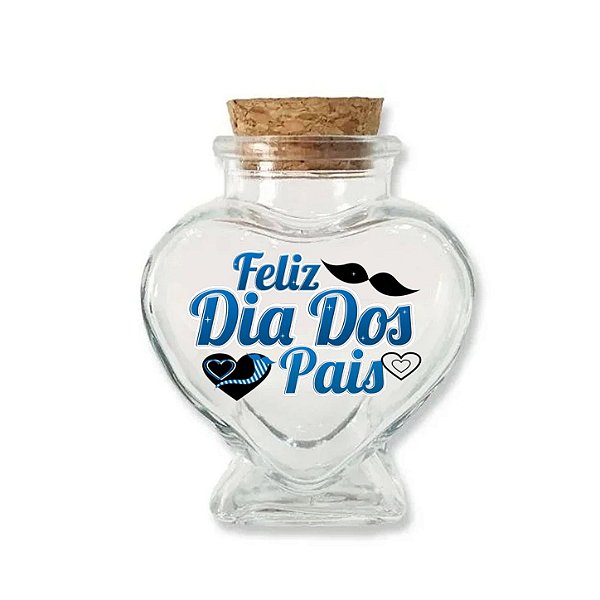 Potinho de Vidro Coração de Dia dos Pais com Rolha 70ml - 6cm x 7cm - 1 unidade - Rizzo
