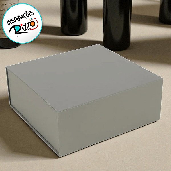 Caixa de Papel Rígido Quadrada Gris Com Imã - 1 unidade - Cromus - Rizzo