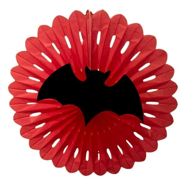 Enfeite Decorativo de Halloween - Fiorata Encarte Vermelho com Morcego - 65cm - 1 unidade - Rizzo