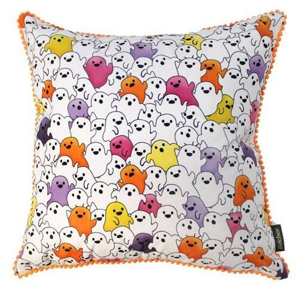 Almofada Decorativa de Halloween - Fantasmas com Mini Grelot - 43x43cm - 1 unidade - Rizzo