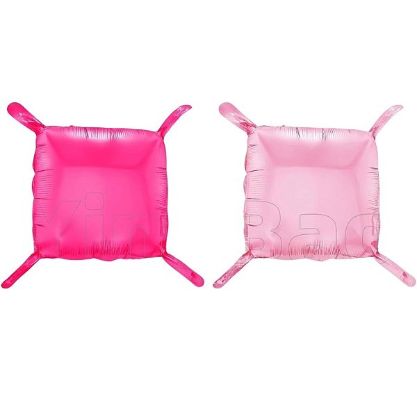 Balão de Festa Metalizado Quadrado 18" 46cm - Dois Lados Rosa e Rosa Claro - 20 unidades - Rizzo