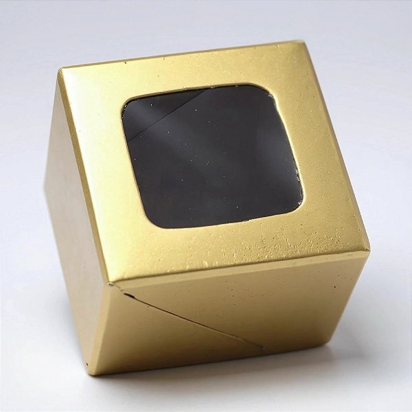 Caixa Para Doce com Visor VC5 Ouro - 5x5x4cm - 20 unidades - Rizzo