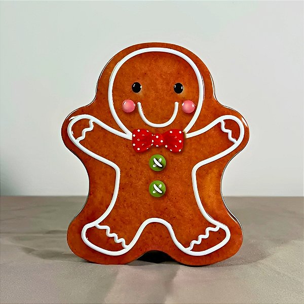 Lata De Metal De Natal - Homem Biscoito De Gengibre Escuro - 11,5x13x5cm - 1 unidade - Rizzo