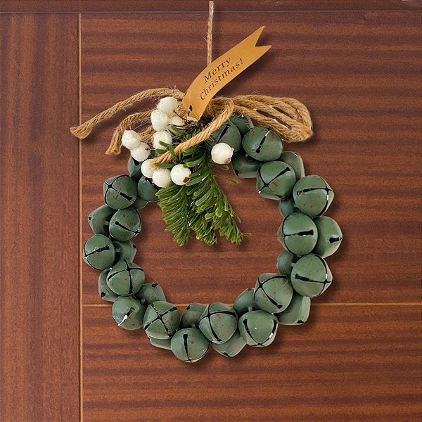 Guirlanda De Natal Com Sinos - Verde - 16cm - 1 unidade - Rizzo