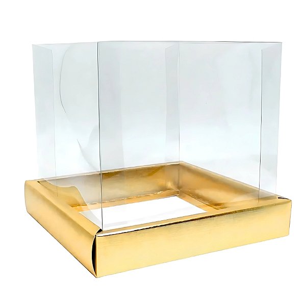 Caixa Para Bolo Pvc Base Ouro Texturizada - 20x20x20cm - 1 unidade - Assk - Rizzo