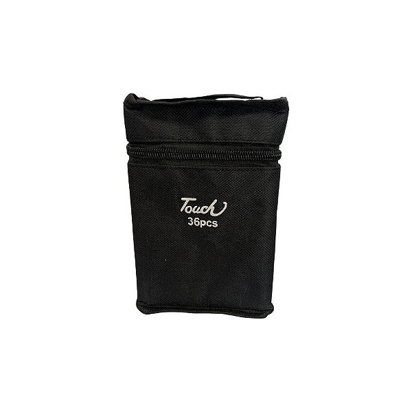 Kit Canetinhas Marcadores Para Colorir Touch Com Estojo Preto - 11,5x17x11cm - 36 unidades - Rizzo