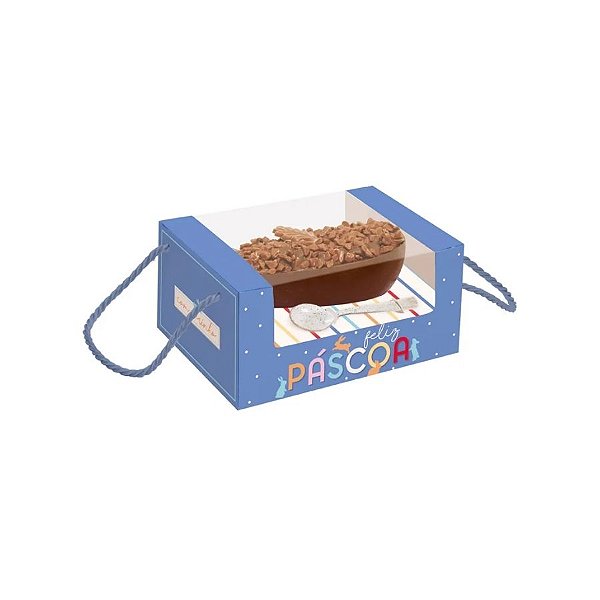 Caixa Practice Alta Para Meio Ovo 350g Com Alça E Colher - Feelings - 13x18,5x9cm  - 6 unidades - Cromus - Rizzo