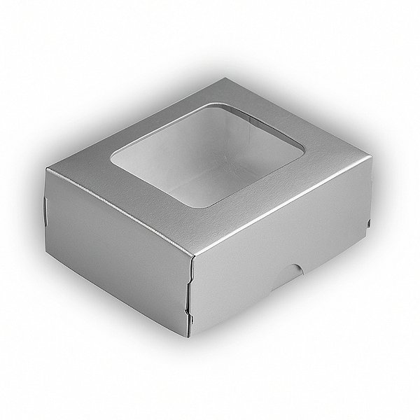 Caixa Doces com Visor S0 (6cm x 5cm x 2,5cm) Prata - 10 unidades - Assk - Rizzo
