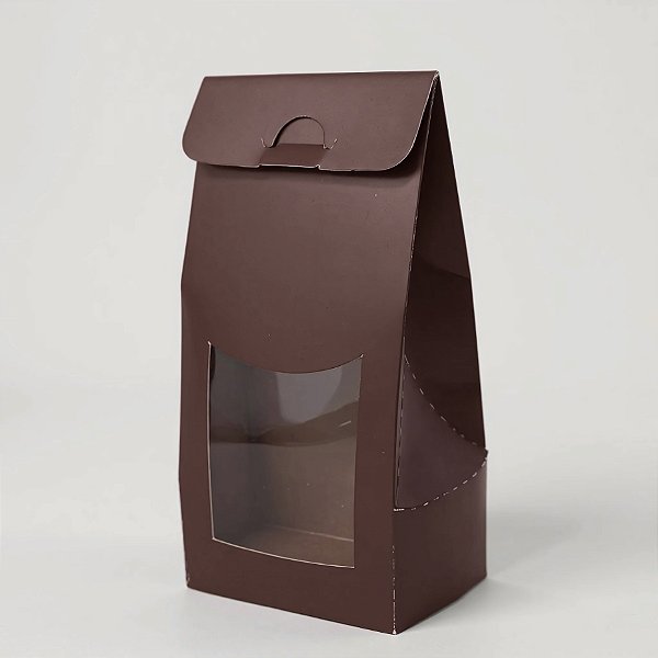 Sacola Para Lembrancinha P com Visor - Marrom - 7,5x19x6cm - 10 unidades - Assk - Rizzo