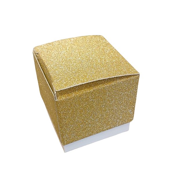 Caixinha Dobrável Quadrada Glitter - Dourada - 5x5x5cm - 12 unidades - Artlille - Rizzo