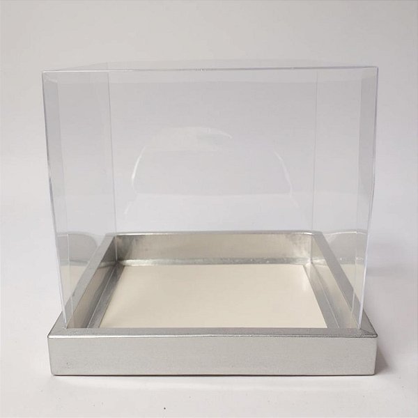 Caixa Para Bolo Pvc Base Prata Texturizada - 20x20x20cm - 1 unidades - Assk - Rizzo