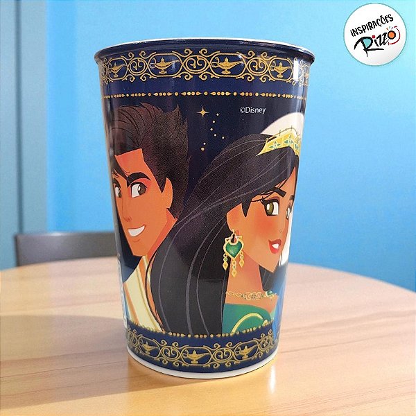 Copo de Plástico Aladdin e Jasmine - 320ml - 1 unidade - Disney Original - Rizzo