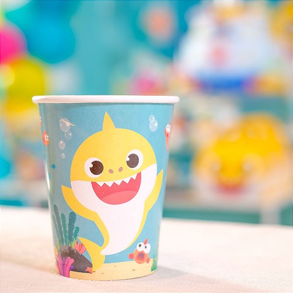 Copo de Papel Festa Baby Shark 240ml - 8 unidades - Cromus - Rizzo Festas