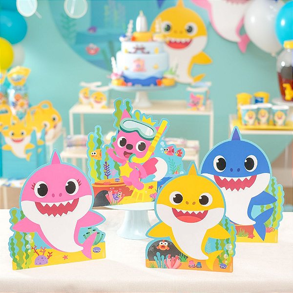 Silhueta Decorativa Festa Baby Shark - 4 Unidades - Cromus - Rizzo Festas