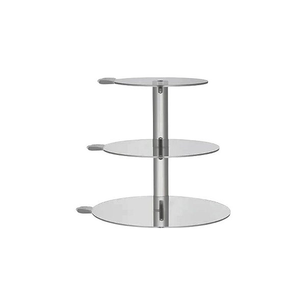 Suporte de Acrílico Redondo com LED - 3 Camadas - 1 unidade - Silver Festas - Rizzo