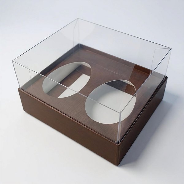 Caixa Ovo de Colher Duplo - Meio Ovo de 80g - 10,3x11,8x7cm - Marrom - 5 unidades - Assk - Rizzo