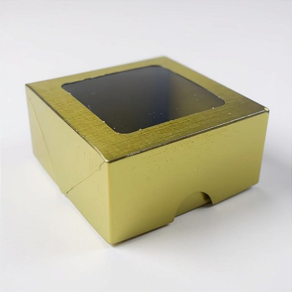 Caixa 4 Doces com Visor VC8 (8x8x4cm) Ouro - 20 unidades - Rizzo - Rizzo