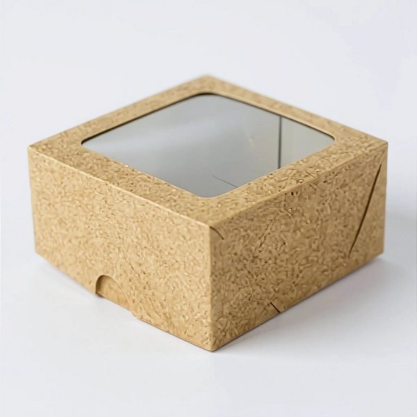 Caixa Para Doces com Visor VC7 (7x7x4cm) Kraft - 20 unidades - Rizzo - Rizzo