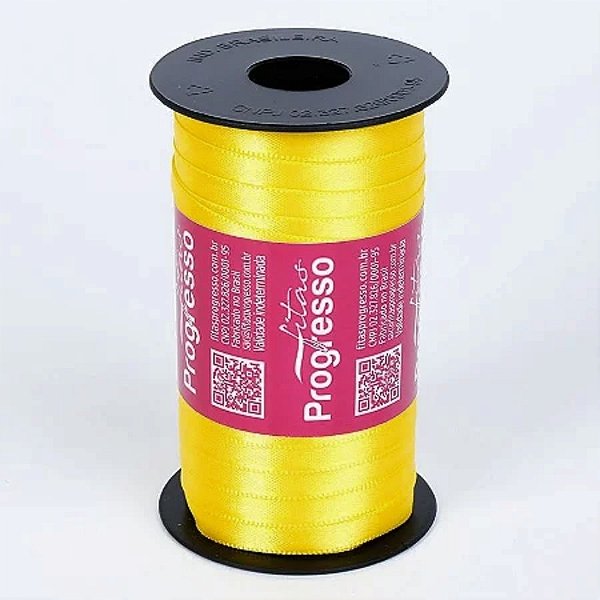 Fita de Cetim 7mm nº1 - 100m cor 763 Amarelo - 1 unidade - Rizzo