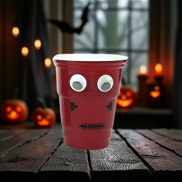 Copo de Plástico Rígido de Halloween - Assustador - Vermelho - 350ml - 1 unidade - Cromus - Rizzo