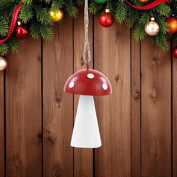 Enfeite De Pendurar De Natal - Cogumelo - Vermelho - 7,5cm - 1 unidade - Cromus - Rizzo