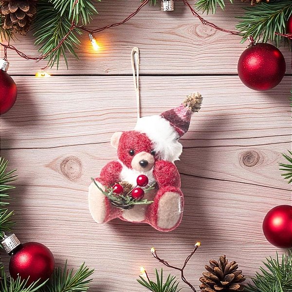 Enfeite De Pendurar De Natal - Urso Vermelho Sentado - 10cm - 1 unidade - Cromus - Rizzo