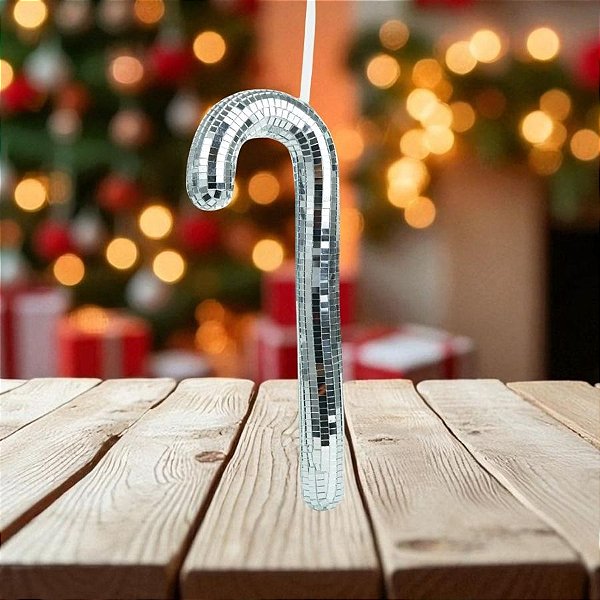 Enfeite Para Pendurar De Natal - Candy Cane Espelhado - 30cm - 1 unidade - Cromus - Rizzo