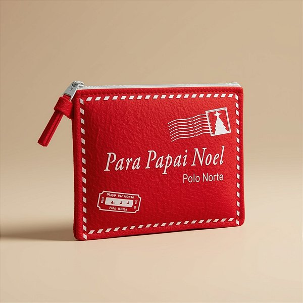 Bolsinha Em Feltro De Natal - Carta Para Papai Noel - Vermelho e Branco- 17x13cm - 1 unidade - Cromus - Rizzo