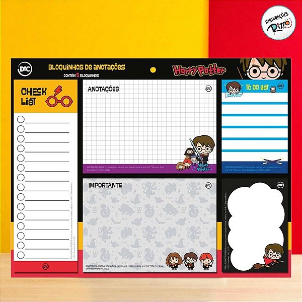Kit 5 Blocos de Anotações - Harry Potter - 1 unidade - Rizzo