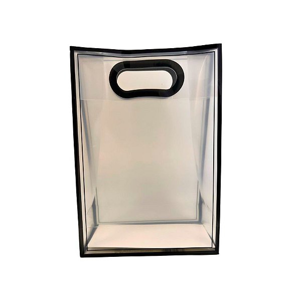 Sacola Transparente PVC com Alça - Preta - 18x8x26cm - 1 unidade - Rizzo
