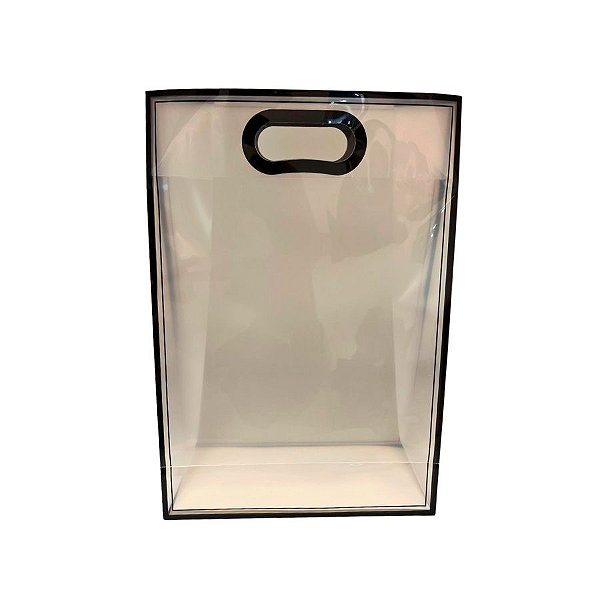 Sacola Transparente PVC com Alça - Preta - 35x24x10cm - 1 unidade - Rizzo