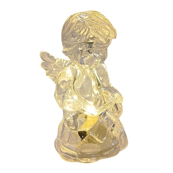Enfeite Decorativo com LED -  Anjinho Sentado Transparente - 5x9x4,5cm - 1 unidade - Artlille - Rizzo