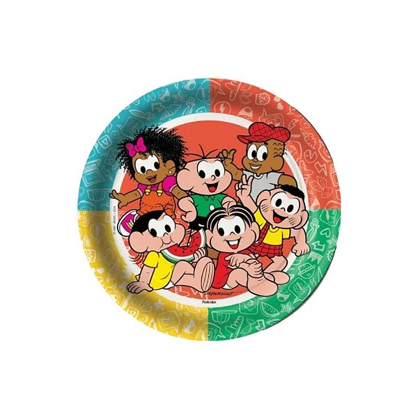 Prato de Papel Redondo - Turma Da Mônica - 18,5x18,5cm - 8 unidades - Festcolor - Rizzo