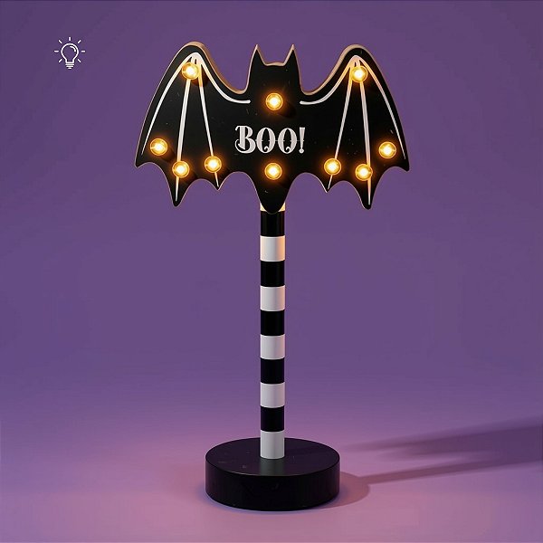 Luminária de Halloween - Morcego BOO! -  26,5cm - 1 unidade - Rizzo