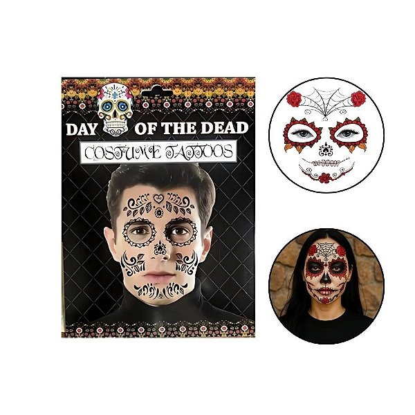 Tatuagem Temporária Para Pele - Hallowen - Caveira Mexicana  - 1 unidade - Rizzo