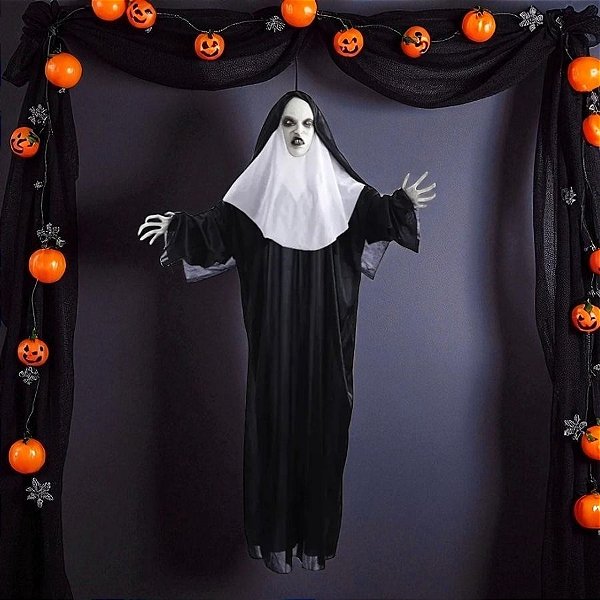Enfeite Decorativo de Halloween Com Luz e Som - Freira Gaetana - 100cm - 1 unidade - Cromus - Rizzo