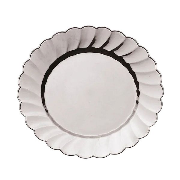 Prato Descartável de Luxo - Prata - 26cm - 6 unidades - Rizzo