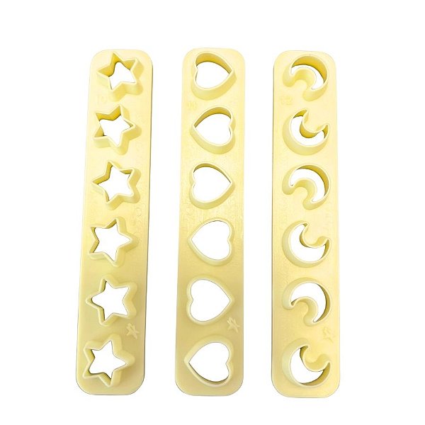 Kit Régua Cortador Miniaturas - Estrela, Lua e Coração - 3 unidades - Rizzo