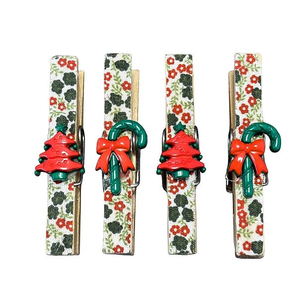 Mini Prendedor de Natal - 7x1cm - 4 unidades - Rizzo