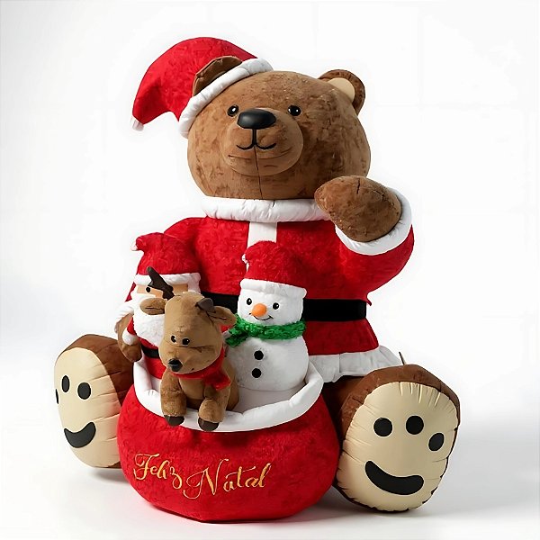 Urso de Natal Premium Gigante Inflável - 197x269x193cm - 1 unidades - Cromus - Rizzo