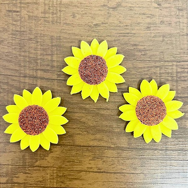 Aplique Decorativo Girassol EVA - 4,5x4,5cm - 6 unidades - Rizzo