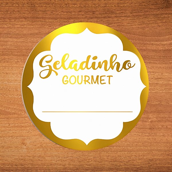 Adesivo Redondo "Geladinho Gourmet" - Ref.2107 - Hot Stamping - 2,5x2,5cm - 50 unidades - Stickr - Rizzo