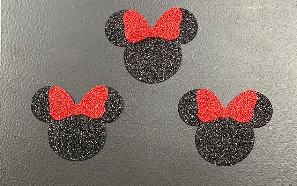 Aplique de EVA Mouse com Laço Vermelho Glitter 7,5cm - 06 Unidades - Make Festas Rizzo Festas