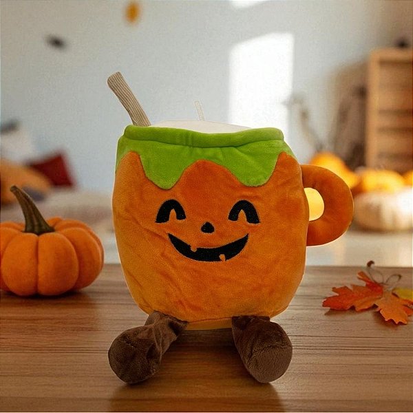Caneca de Pelucia de Abóbora - Laranja - 17cm  - 1 unidade - Rizzo