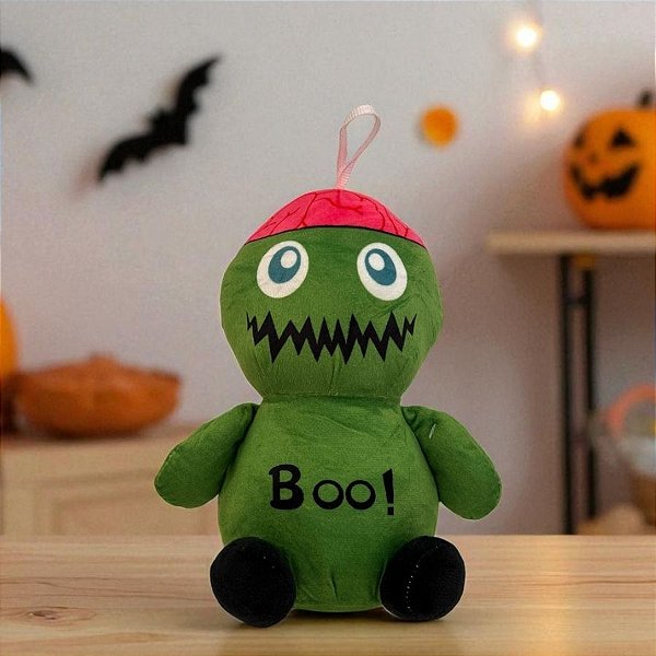Zumbi de Pelúcia "Boo!" - Verde - 20cm  - 1 unidade - Rizzo