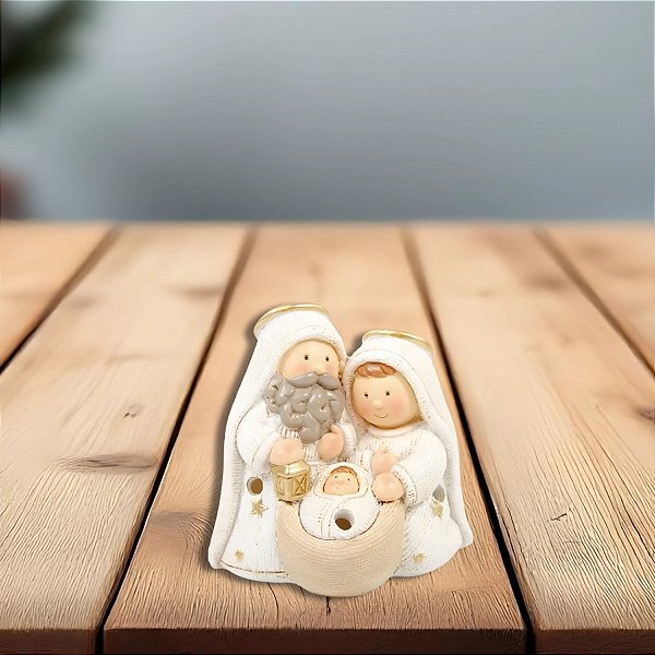 Decoração de Natal em Resina - Sagrada Família - Branco - 5x5x3cm - 1 unidades - Cromus - Rizzo