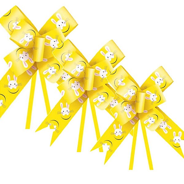 Laço Fácil Coelho Fantasia Amarelo - 10 unidades - Cromus Páscoa - Rizzo